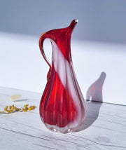 Kamei Glass Glass Kamei Glassworks, Handblown Sculpted Art Glass Vase in Red and White,1970s, Japanese