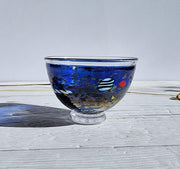 Kosta Boda Glass Glass Bertil Vallien for Kosta Boda Satellites Series, Blue Iridescent Art Glass Bowl, 1992, Sweden