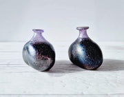 Kosta Boda Glass Glass Bertil Vallien for Kosta Boda Volcano Series, Trio of Iridescent Sculptural Bottle Vases, 1980s