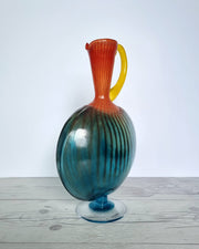 Kosta Boda Glass Glass Kjell Engman 'Bon Bon' series, Kosta Boda, Candied Sapphire Blue and Coquelicot Orange Pitcher