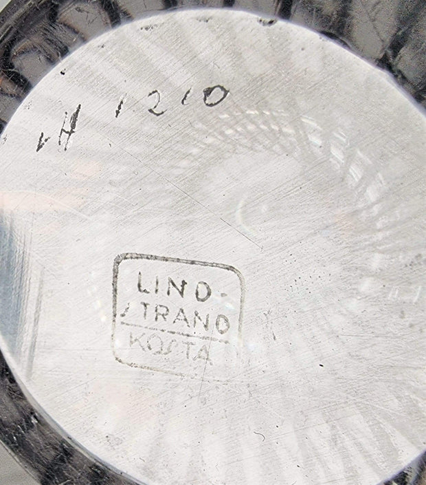 Kosta Boda Glass Glass Vicke Lindstrand for Kosta Glasbruk (Kosta Boda), Kanterelli Form, Striped Footed Dish, 1950s, Rare