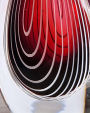 Kosta Boda Glass Glass Vicke Lindstrand 'Zebra' series for Kosta, Modernist Red and White Stripe Sommerso Vase, 1950s