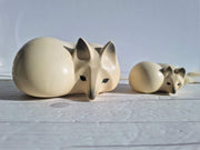 Lisa Larson Ceramic Lisa Larson for Gustavsberg, Duo of Modernist 'Rav' Arctic Foxes, Nordic Zoo 1990s series, Swedish