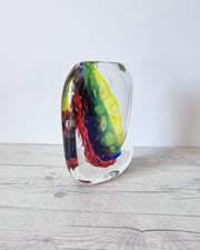 Murano Glass Luigi Onesto for Onesto Oball, Postmodern Palette Abstract Sommerso Vase, 1980s, Italian