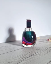 Murano Glass Luigi Onesto for VA, Murano Triple Sommerso Slice Form Perfume Bottle, Signed, 70s-80s