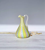Murano Glass Murano Mother of Pearl Satin in Pastel Rainbow, Herringbone Pattern Jug Vase, 1960-70s, Rare