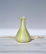 Murano Glass Murano Mother of Pearl Satin in Pastel Rainbow, Herringbone Pattern Jug Vase, 1960-70s, Rare