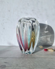 Narumi Glass Glass Sanyu Glassworks Narumi Fantasy Series Rainbow Sommerso Abstract Cacao Pod Vase, 60s-70s, Labelled