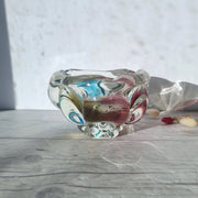 Narumi Glass Glass Sanyu Glassworks Narumi Fantasy Series Rainbow Sommerso Abstract Orchid Art Glass Bowl, 1960s-70s