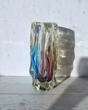 Narumi Glass Glass Sanyu Glassworks Narumi Fantasy Series Rainbow Sommerso Trailing Rain Statement Vase, 60s-70s
