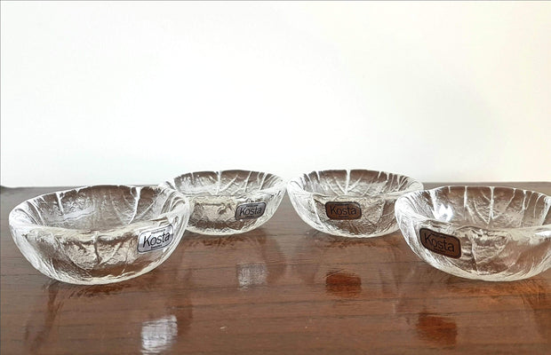 Kosta Boda Glass Glass Pre-1976 Swedish Kosta Boda ‘Party’ Series, Frosted Leaf Glass Dishes by Goran and Ann Warff