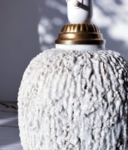 Rorstrand Lighting Gunnar Nylund for Rorstrand, Chamotte 'Hedgehog' Series Talc White Sculpted Lamp Base | 1940s-50s
