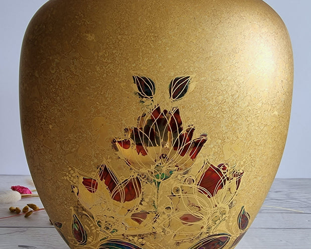 Rosenthal Porcelain Bjorn Wiinblad for Rosenthal, Samuramat Series, Porcelain Goldfire Glaze Pillow Vase, 1970s