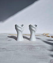 Rosenthal Porcelain Uta Feyl, Calla Series for Rosenthal, Sensual 3 Piece Bisque Vase and Candleholder Set, 1980s