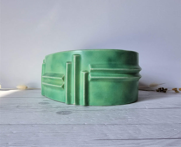 Shorter and Son Ceramic Shorter and Son, Art Deco Bauhaus Geometric Décor Apple and Mint Green Planter, English, 1920s-30s