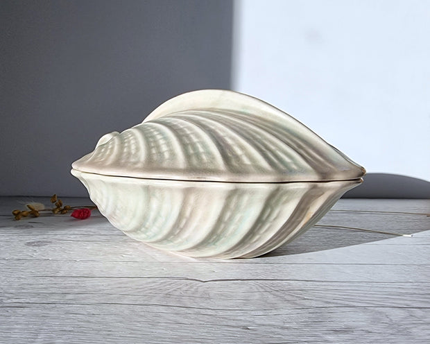Shorter and Son Ceramic Shorter and Son, Stylised Art Deco Clam Shell Tureen Dish in Marble Grey-Blue Palette, 1920s-30s