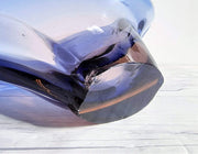 Skrdlovice Glass Glass Skrdlovice att. to Jan Beranek Indigo Blue and Peach Tea Pink Sculptural Art Glass Dish, 1970s Czech
