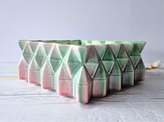Sylvac Pottery Ceramic SylvaC Mid Century Modernist Pink and Green 3D Crystal Cluster Diamond Planter, British, 1940s-50s