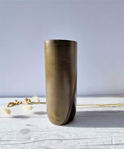 Upsala Ekeby Ceramic Hjordis Oldfors for Upsala Ekeby, 1955 'Diagonal' Series, Olive and Umber Modernist Sculptural Vase