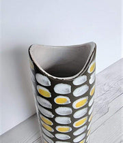Upsala Ekeby Ceramic Mari Simmulson for Upsala Ekeby, 1953-56 Salix Series, Iconic White and Yellow Dot Textured 14" Vase