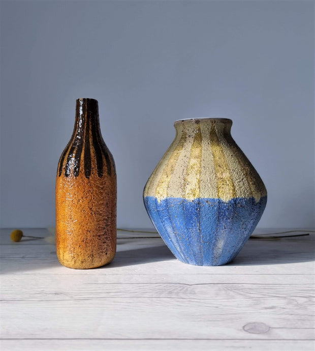 Upsala Ekeby Ceramic Mari Simmulson for Upsala Ekeby, 1960 Eritrea Series, Burnt Sugar and Caramel Palette Bottle Vase