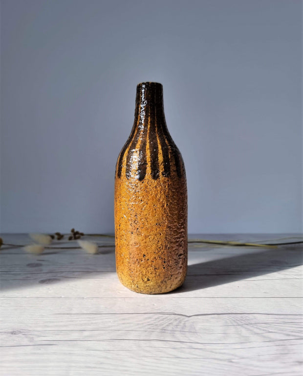 Upsala Ekeby Ceramic Mari Simmulson for Upsala Ekeby, 1960 Eritrea Series, Burnt Sugar and Caramel Palette Bottle Vase