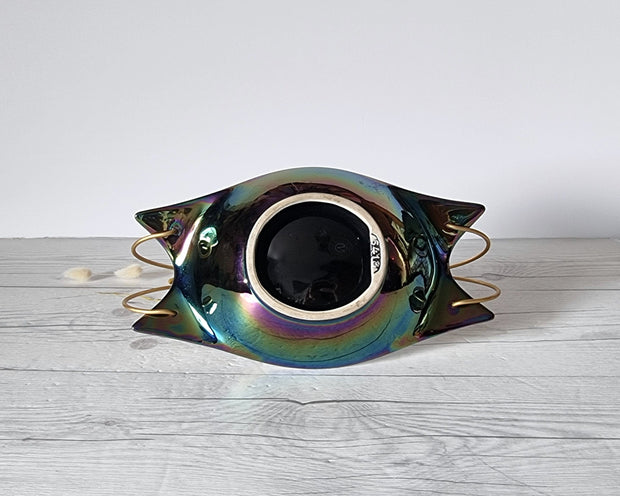 Verceram Ceramic Verceram Ceramique, Mid Century Iridescent Manta Ray Dish, France, 1950s