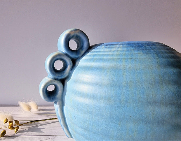 Wade Ceramics Ceramic Flaxman Ware att., 'Wheat and Blue Sky' Palette Art Deco 3-Eared Ball Vase, 1930s, British