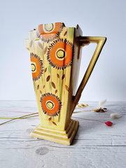 Wade Ceramics Ceramic Flaxman Ware by Wade Heath, Art Deco 'Castile 15' Form, Sunflower Palette Jug Vase, 1930s, British