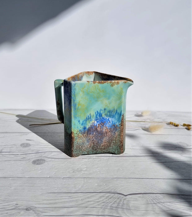 Wadeheath Ceramics Ceramic Flaxman Ware att., 'Wisteria by Monet' Impressionist Palette Art Deco Geometric Jug Vase, 1930s