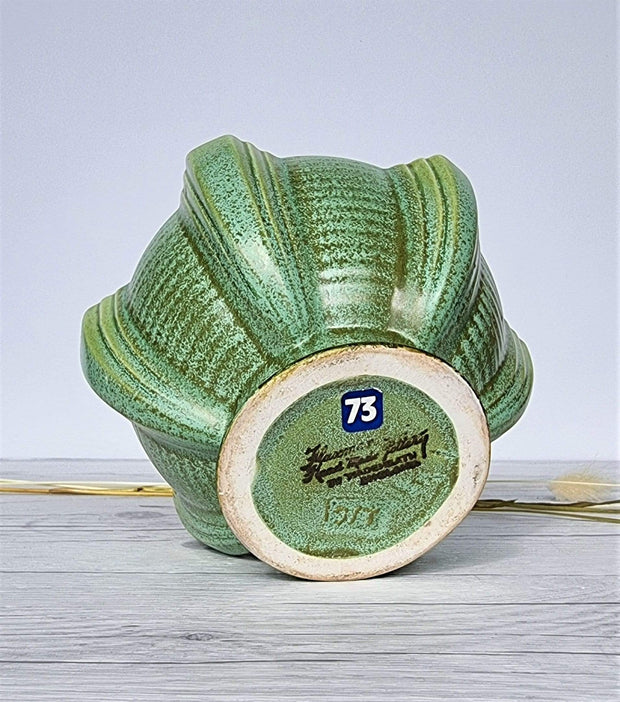Wadeheath Ceramics Ceramic Flaxman Ware by Wadeheath Lime, Mint and Demerara Sugar Palette Art Deco Ball Vase, 1930s, Rare Form